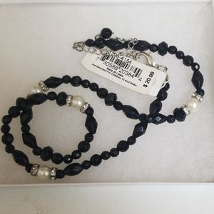 Black, pearl crystal necklace, NWT